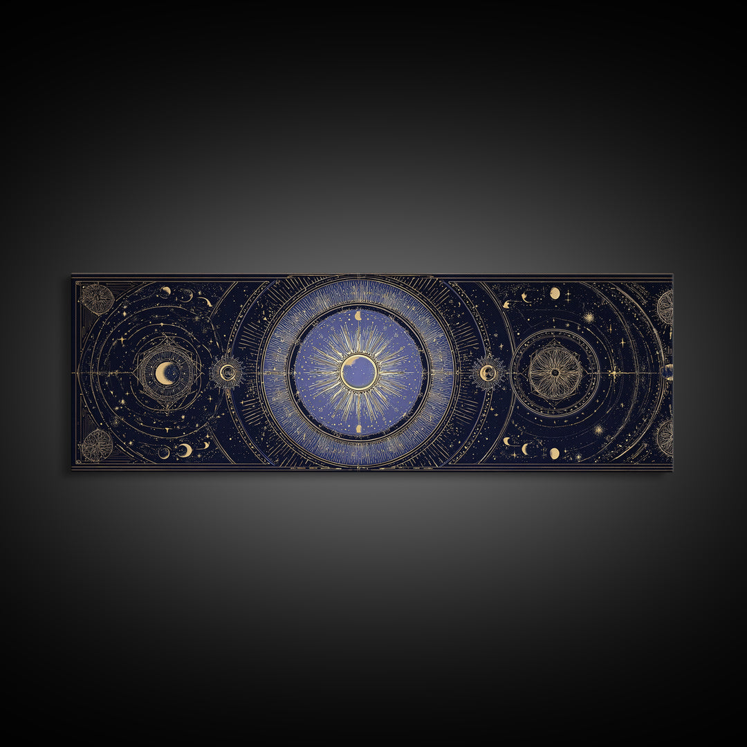 Celestial Moon and Stars Artwork Canvas Print, Wall Art, Printable Wall Art, Living Room Decor, Fine Art, Original Art, WAL-3x1-78