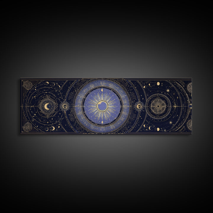 Celestial Moon and Stars Artwork Canvas Print, Wall Art, Printable Wall Art, Living Room Decor, Fine Art, Original Art, WAL-3x1-78