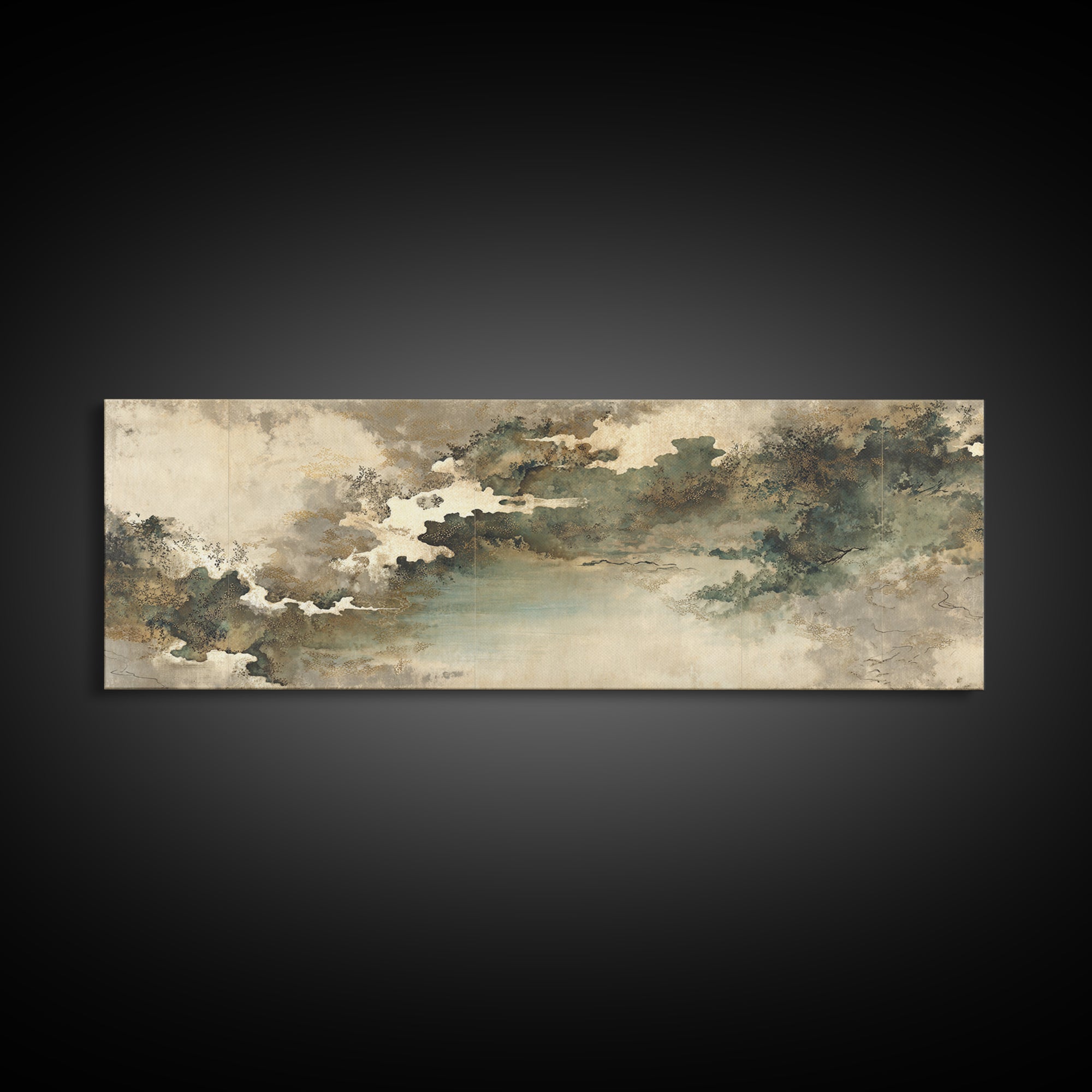 Monochrome Ink Crane Composition Canvas Print, Wall Art, Living Room Decor, Oil Painting, Metal Wall Art, Digital Wall Art, WAL-3x1-88