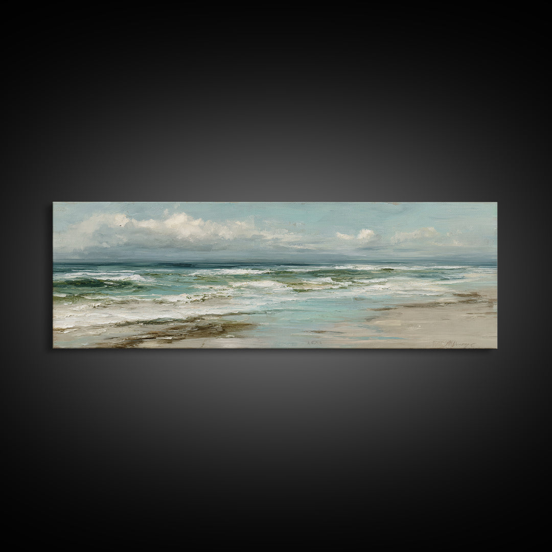 Classic Seascape with Dramatic Clouds Canvas Print, Wall Art, Art Print, Living Room Decor, Fine Art, Wall Hanging, WAL-3x1-91