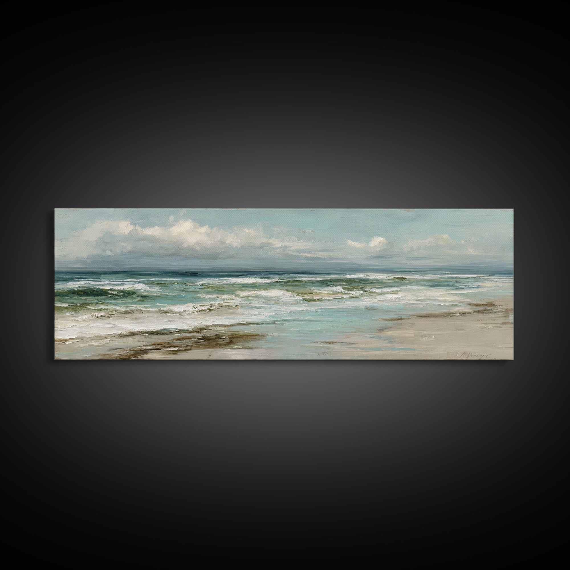 Classic Seascape with Dramatic Clouds Canvas Print, Wall Art, Art Print, Living Room Decor, Fine Art, Wall Hanging, WAL-3x1-91