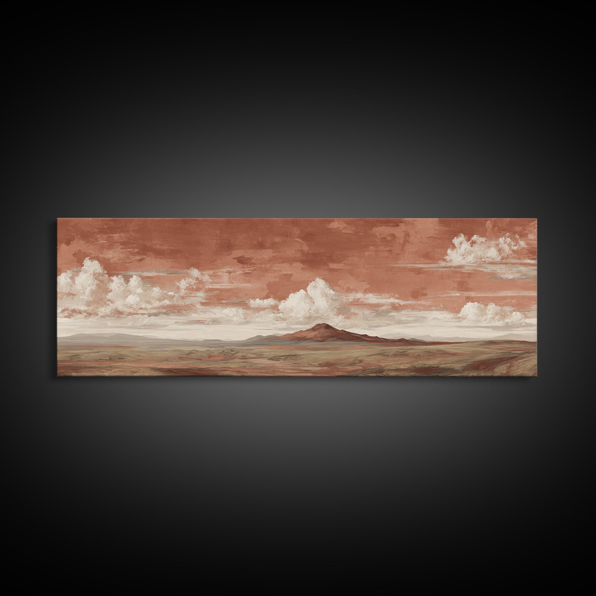 Desert Landscape in Warm Terracotta Tones Canvas Print, Wall Art, Heart, Living Room Decor, Fine Art, Home Decor Gift, WAL-3x1-95