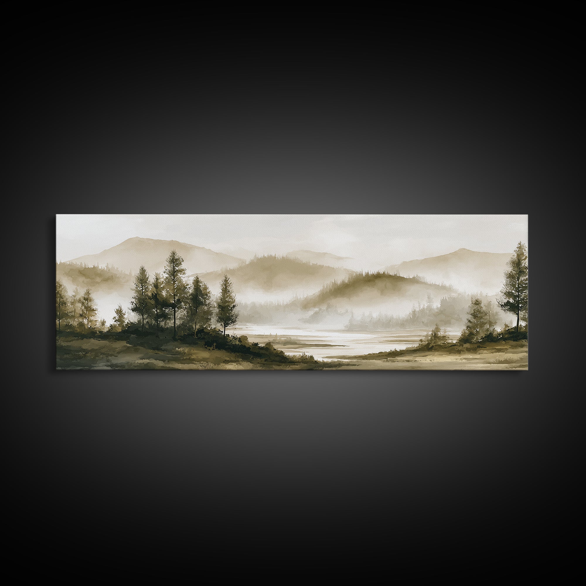 Moody Forest Landscape Canvas Print, Wall Art, Prints Wall Art, Living Room Decor, Oil Painting, Textured Painting, WAL-3x1-98