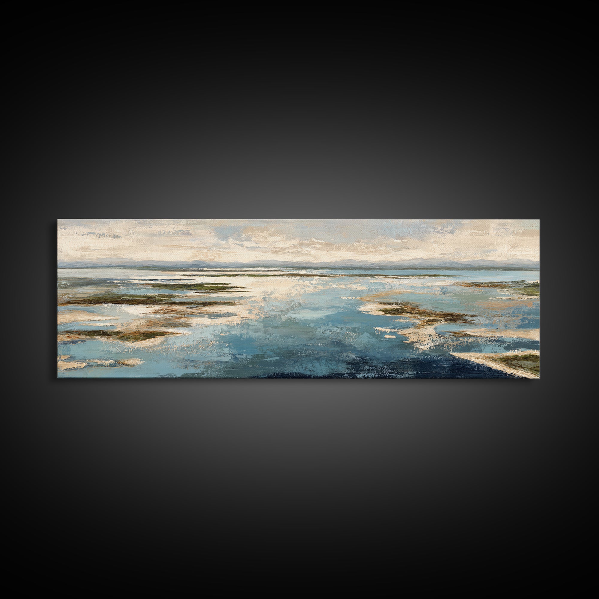 Coastal Aerial Water Study Framed Canvas Print, Wall Art, Printable Wall Art, Living Room Decor, Fine Art, Original Art, WAL-3x1-99