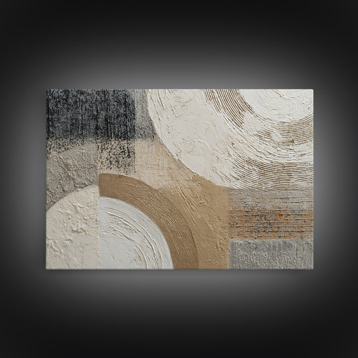 Luxury Neutral Plaster Texture Abstract Framed Canvas Print, Wall Art, Statement Artwork, Living Room Decor, Abstract Art, WAL-3x2-19