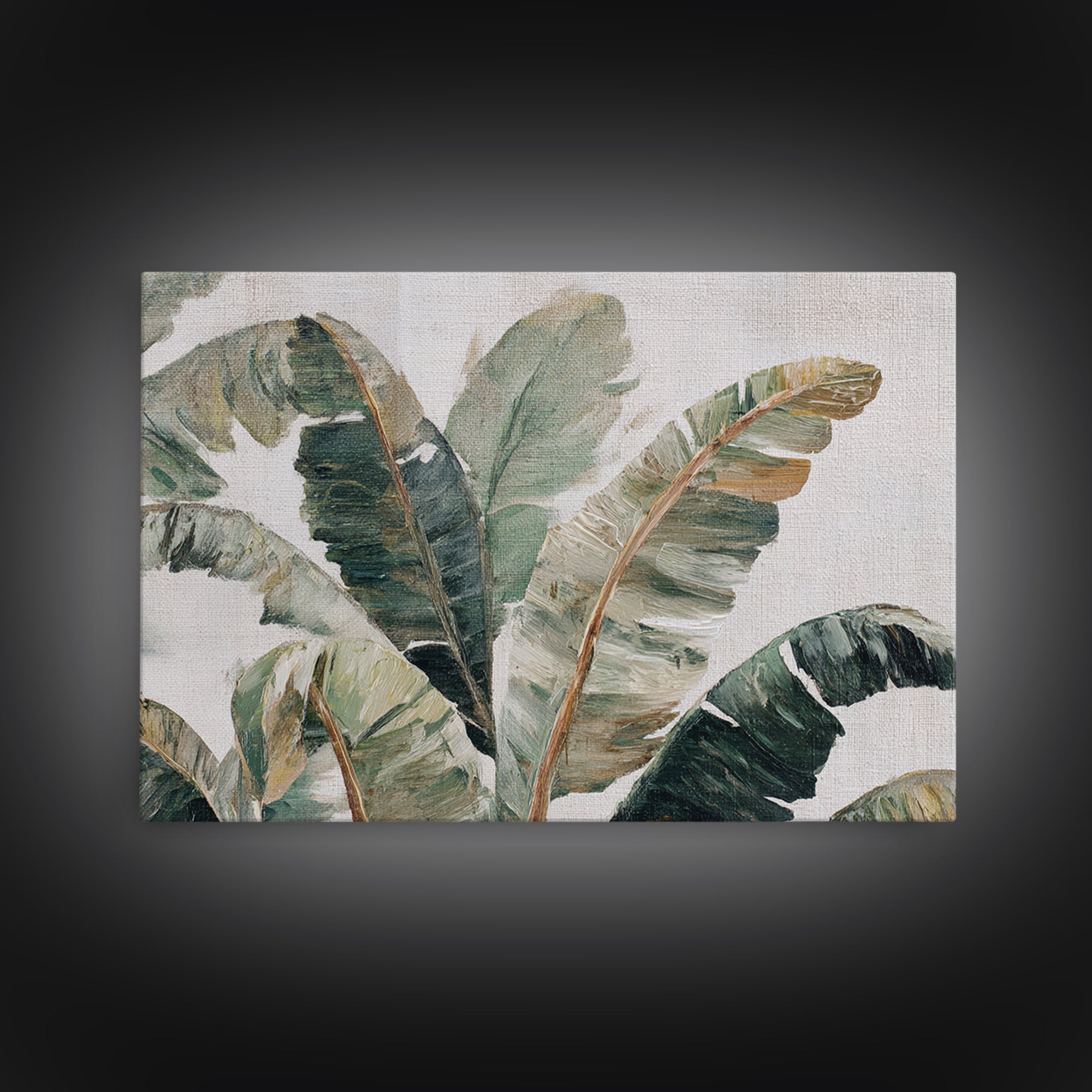 Tropical Palm Leaf Painting Framed Canvas Print, Wall Art, Textured Wall Art, Living Room Decor, Watercolor Art, WAL-3x2-20