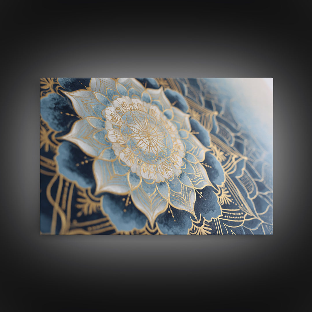 Sacred Geometry Mandala Framed Canvas Print, Wall Art, Wood Wall Art, Living Room Decor, Abstract Art, Textured Painting, WAL-3x2-25