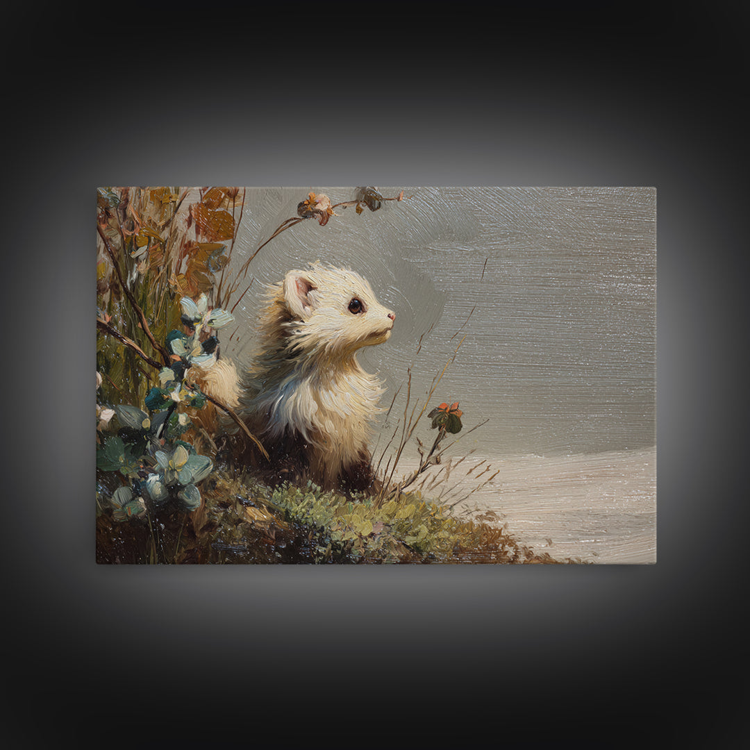 Whimsical Animal Portrait Canvas Print, Wall Art, Digital Print, Living Room Decor, Fine Art, Luxury Decor, Textured Painting, WAL-3x2-3
