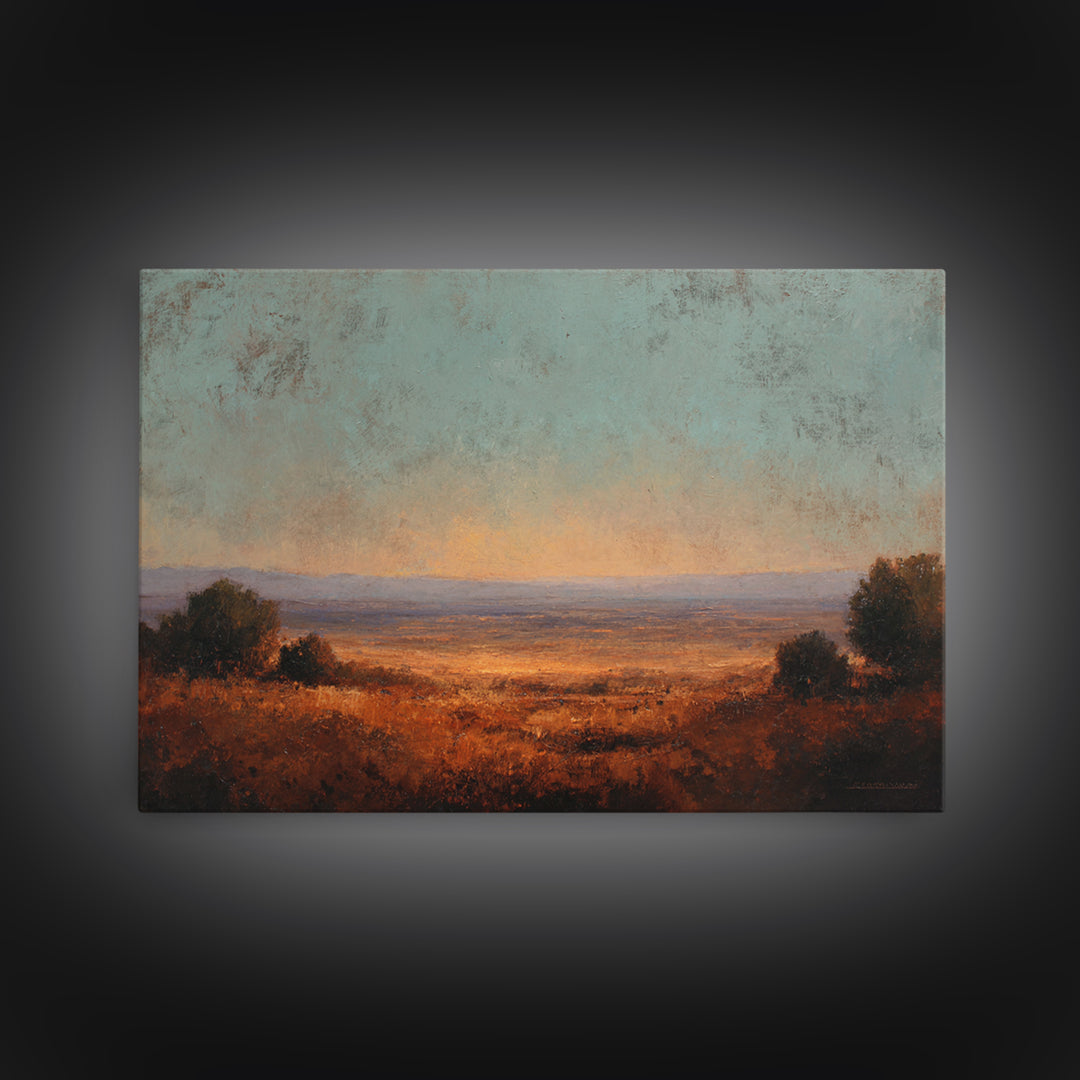 Desert Landscape in Warm Terracotta Tones Framed Canvas Print, Wall Art, Room Decor, Living Room Decor, Fine Art, WAL-3x2-35