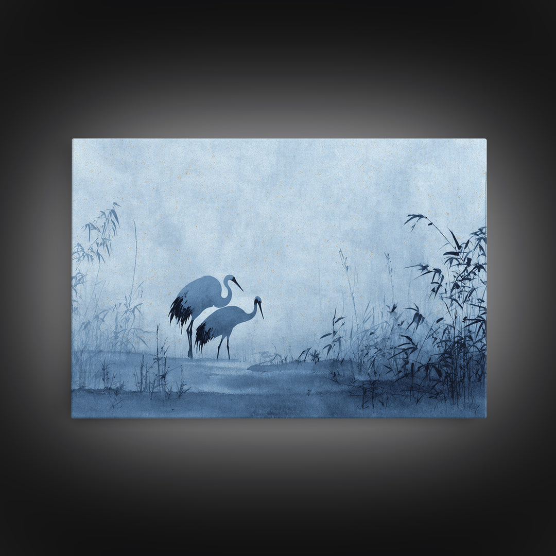 Monochrome Ink Crane Composition Canvas Print, Wall Art, Wall Art for Mom, Living Room Decor, Oil Painting, Prints Wall Art, WAL-3x2-4