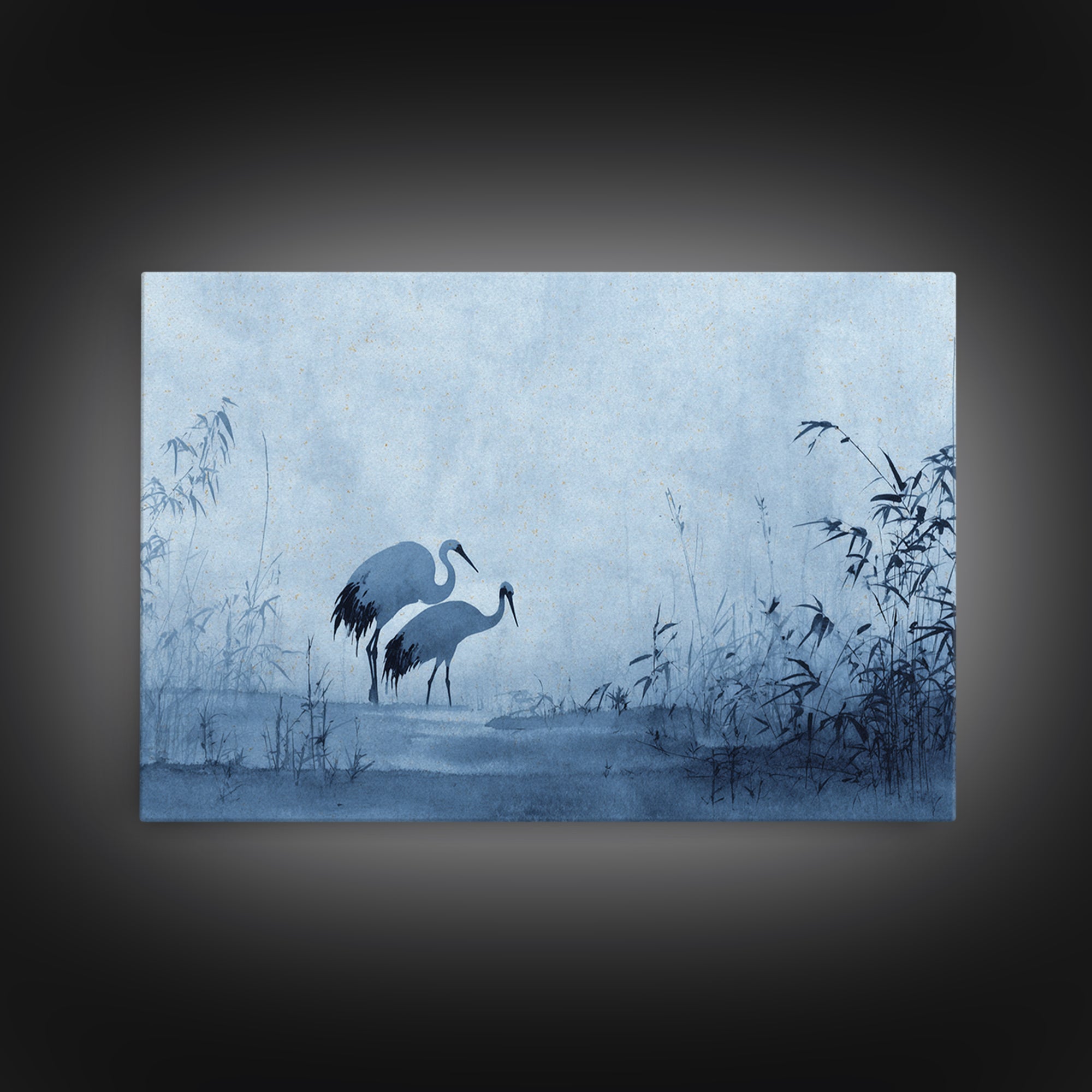 Monochrome Ink Crane Composition Canvas Print, Wall Art, Wall Art for Mom, Living Room Decor, Oil Painting, Prints Wall Art, WAL-3x2-4