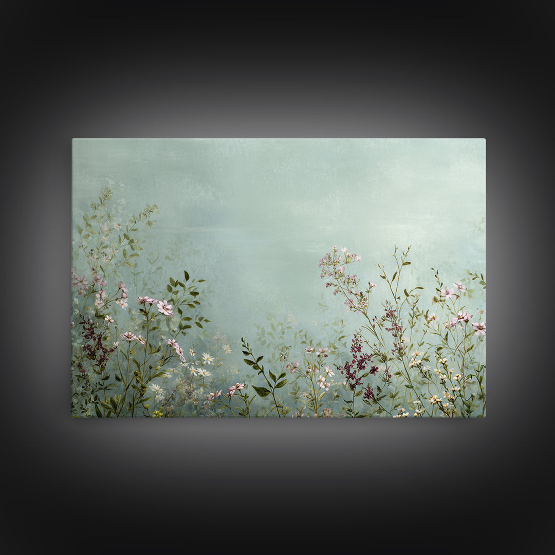 Impressionist Meadow of Wildflowers Framed Canvas Print, Wall Art, Gallery Decor, Living Room Decor, Fine Art, WAL-3x2-45