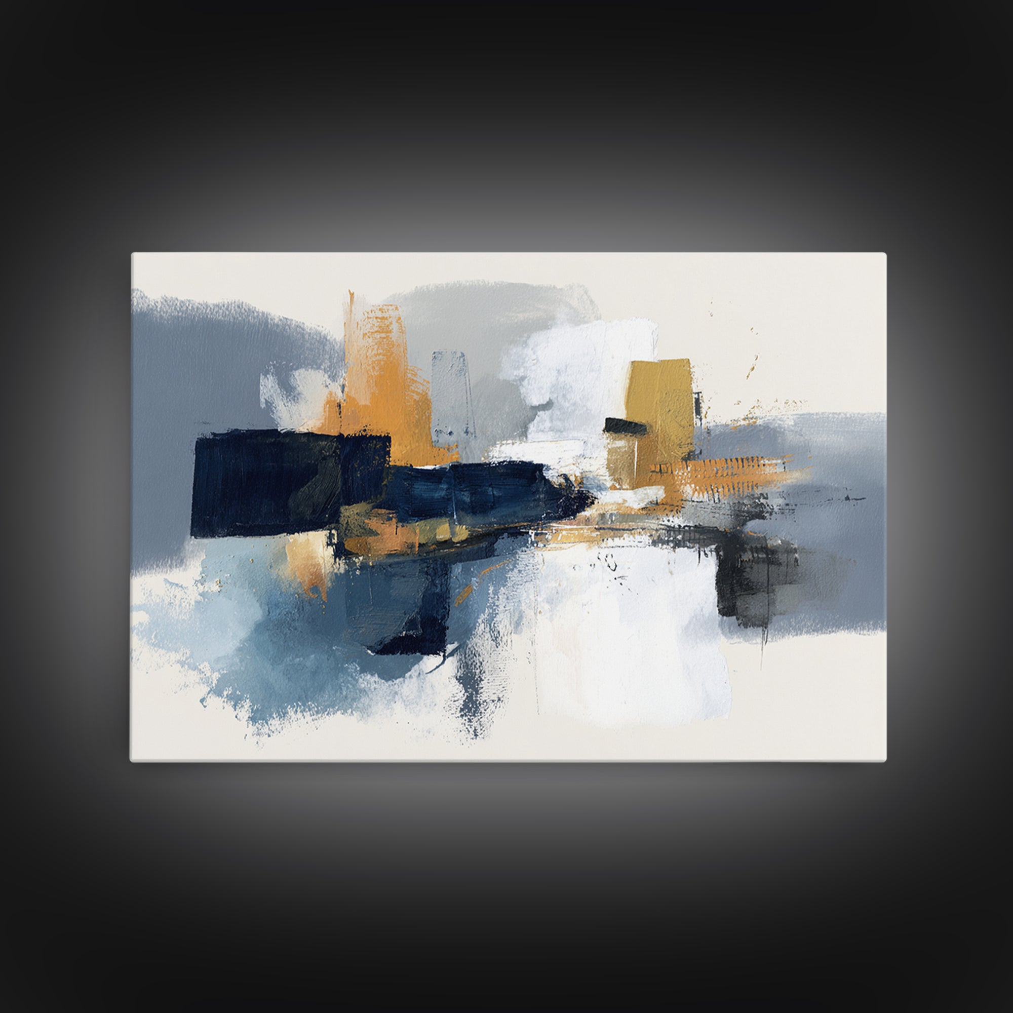 Statement Abstract with Bold Layered Brushwork Framed Canvas Print, Wall Art, Prints Wall Art, Living Room Decor, Fine Art, WAL-3x2-5