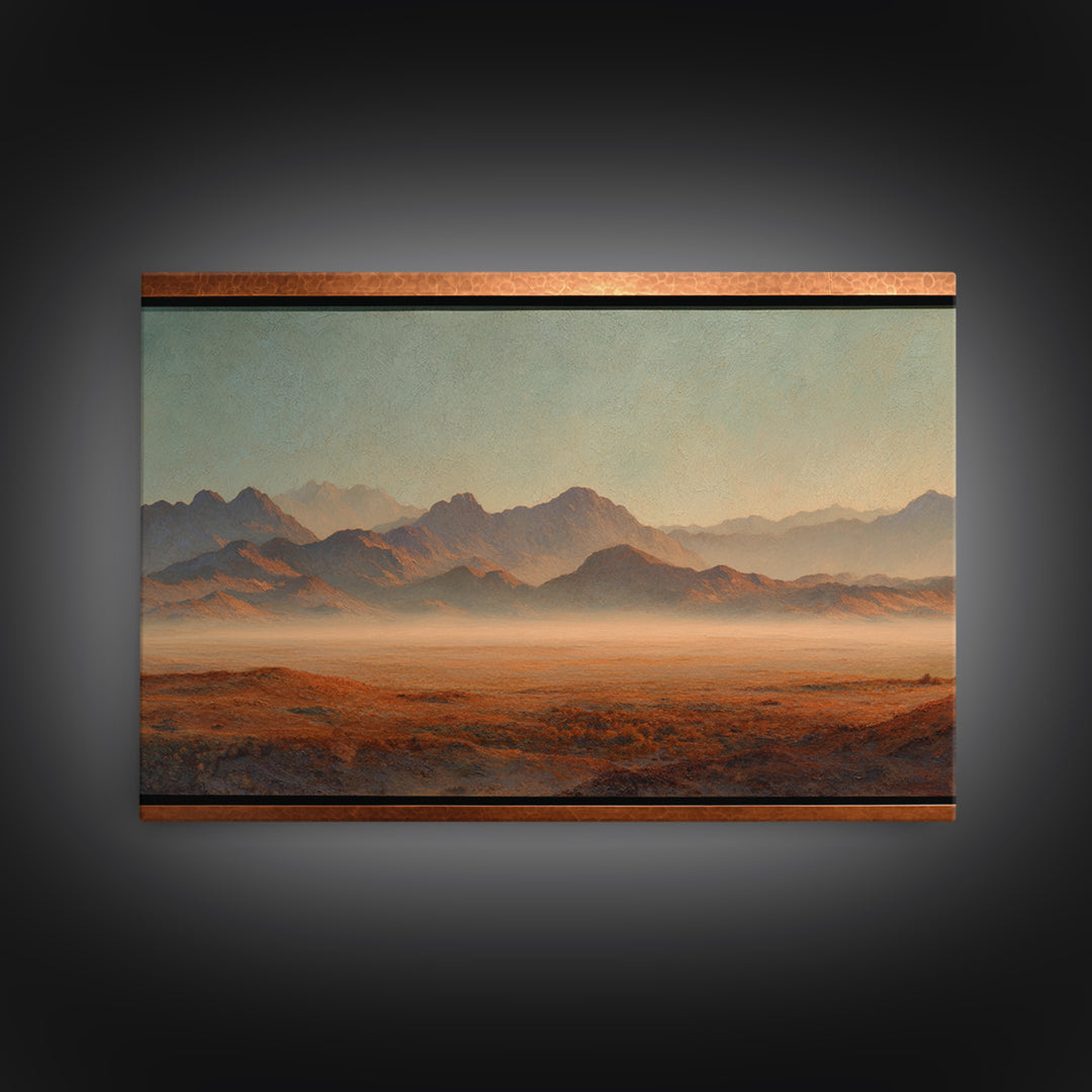 Desert Landscape in Warm Terracotta Tones Framed Canvas Print, Wall Art, Heart, Living Room Decor, Fine Art, WAL-3x2-59