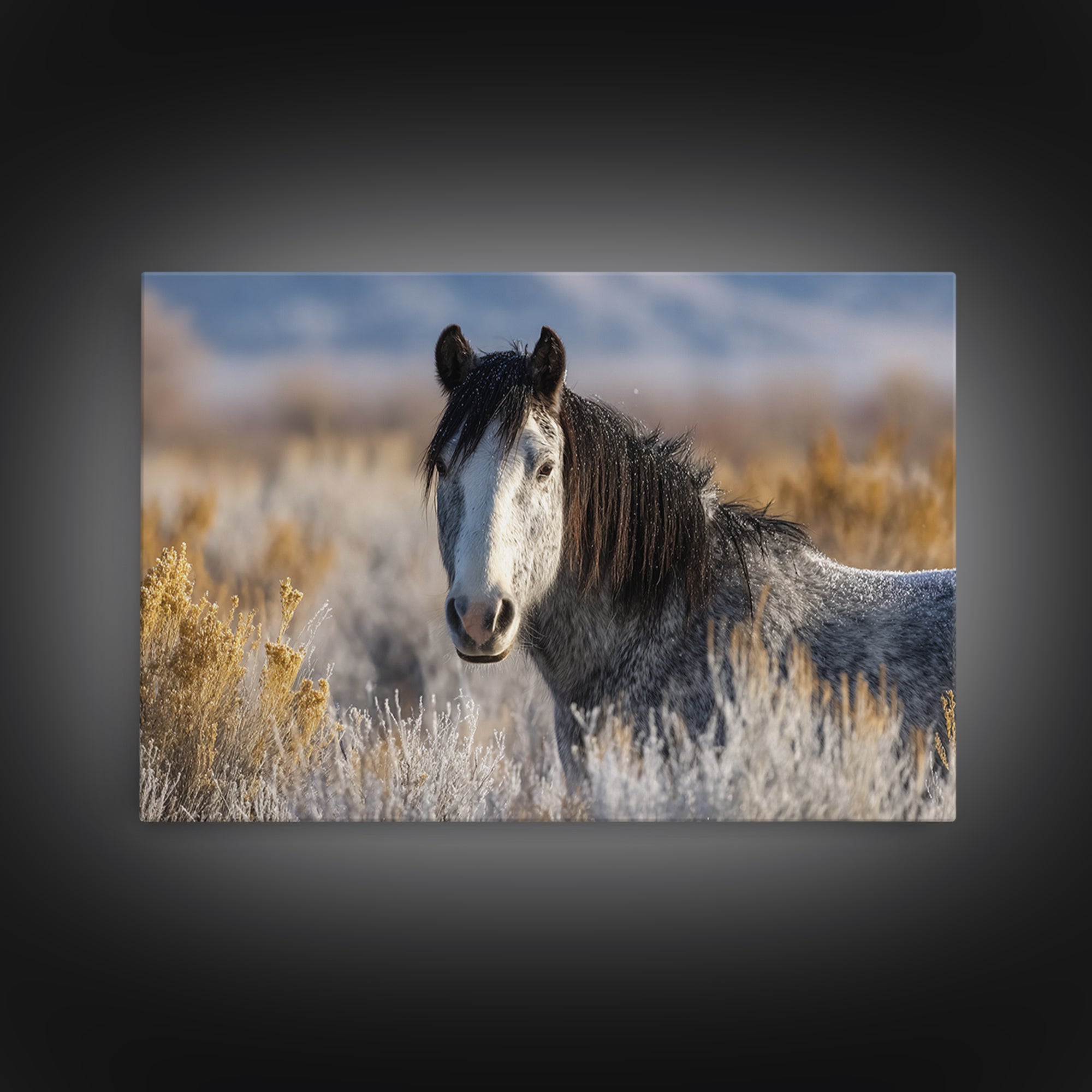 Wild Horse Portrait Framed Canvas Print, Wall Art, Abstract Wall Art, Living Room Decor, Fine Art, Contemporary Art, WAL-3x2-65