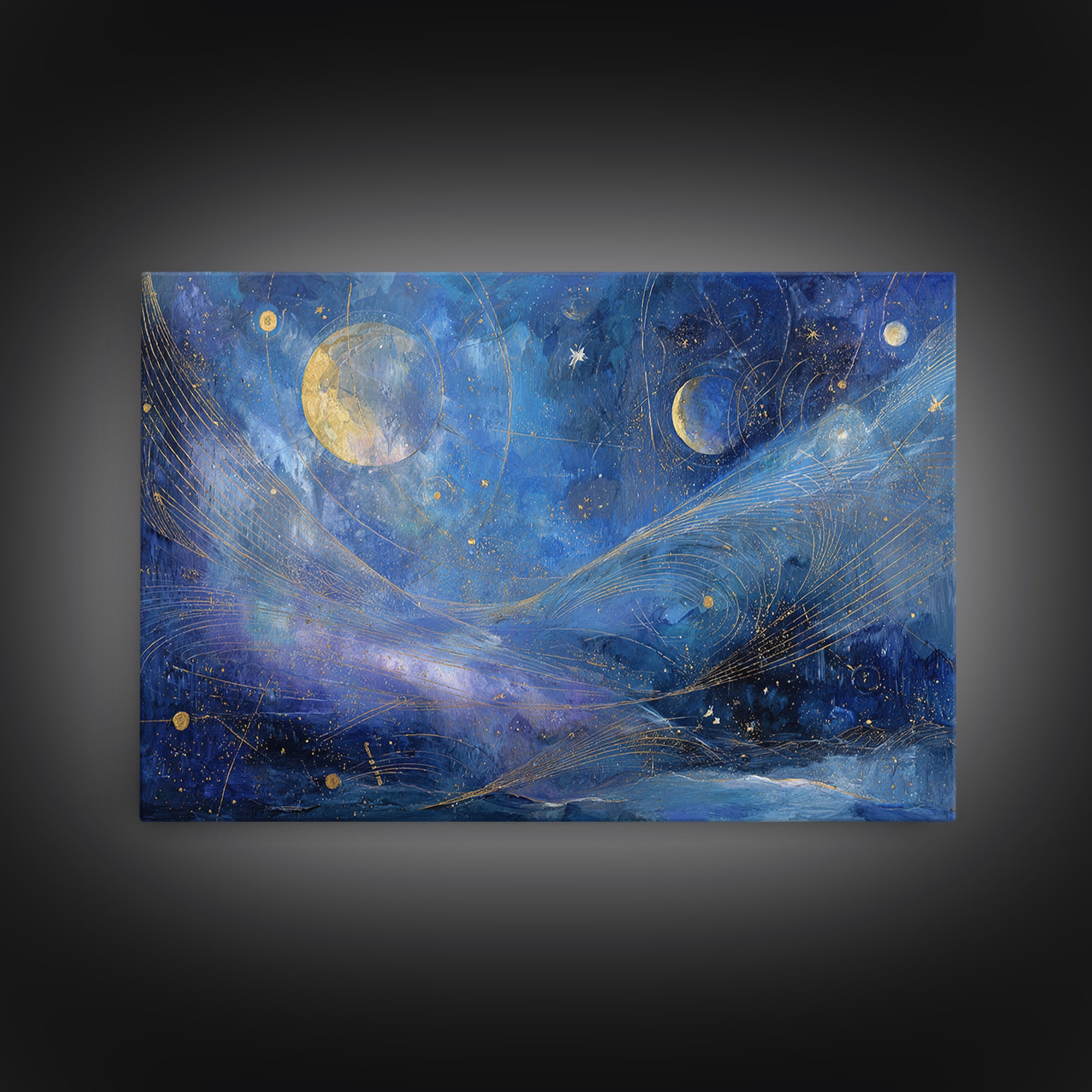 Celestial Moon and Stars Artwork Canvas Print, Wall Art, Home Decor Gift, Living Room Decor, Fine Art, Neutral Decor, WAL-3x2-66