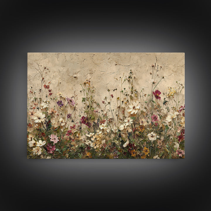 Impressionist Meadow of Wildflowers Framed Canvas Print, Wall Art, Gallery Decor, Living Room Decor, Fine Art, WAL-3x2-69