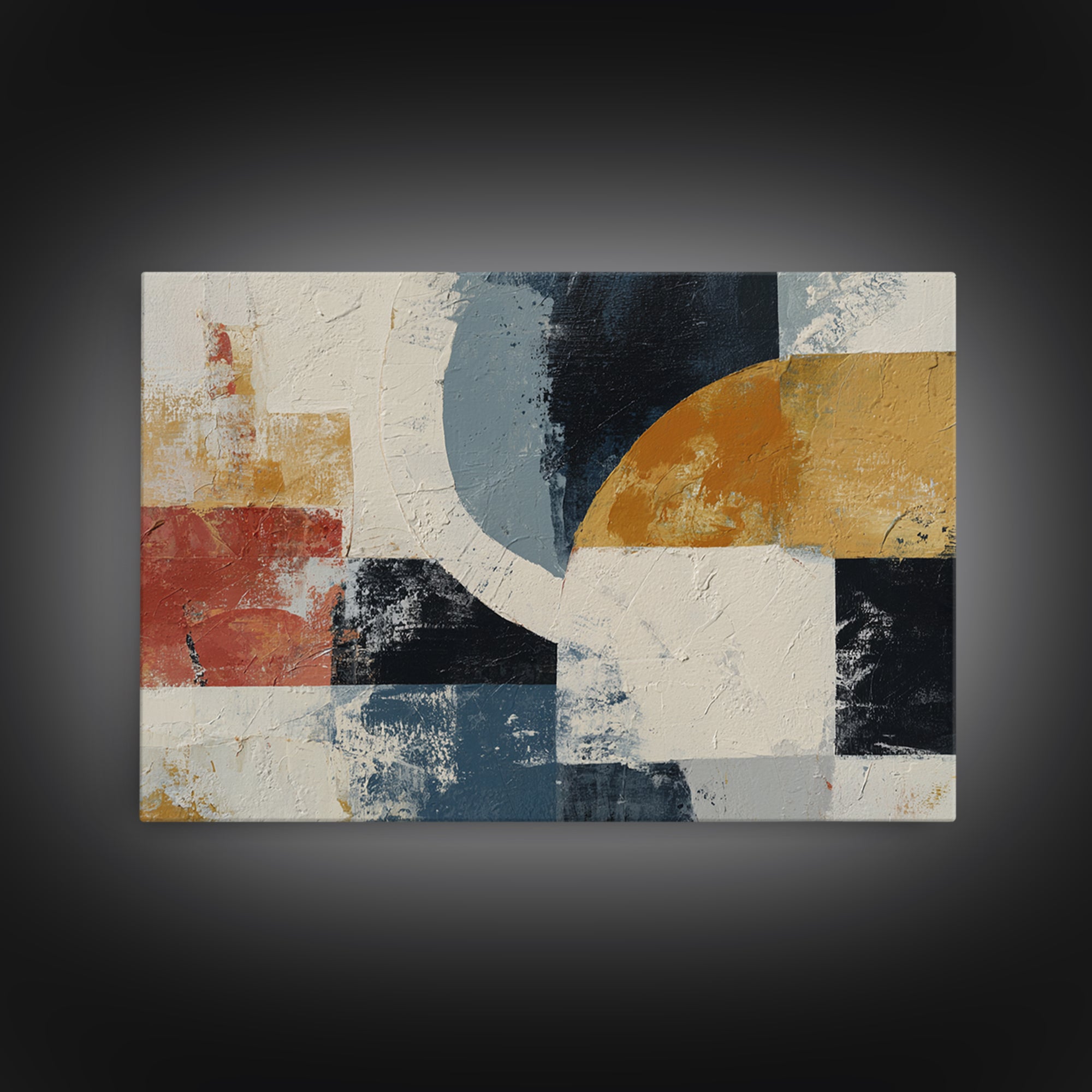 Statement Abstract with Bold Layered Brushwork Framed Canvas Print, Wall Art, Room Decor, Living Room Decor, Abstract Art, WAL-3x2-77
