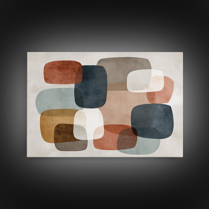 Modern Geometric Composition for Living Spaces Framed Canvas Print, Wall Art, Home Decor, Living Room Decor, Abstract Art, WAL-3x2-80