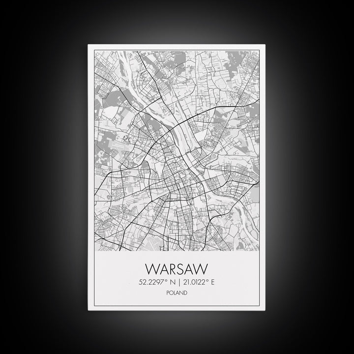 Warsaw Street Map, Poland Map, Europe City Map Print, Minimalist Art, Wall Art, Canvas Print, Living Room Wall Art, Friends Gift, Travel Art