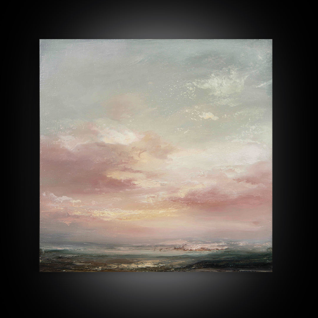 Blush Cloudscape with Dreamy Atmosphere Canvas Print, Wedding Art, Custom Painting, Living Room Decor, Oil Painting, Romance, WED-1x1-15