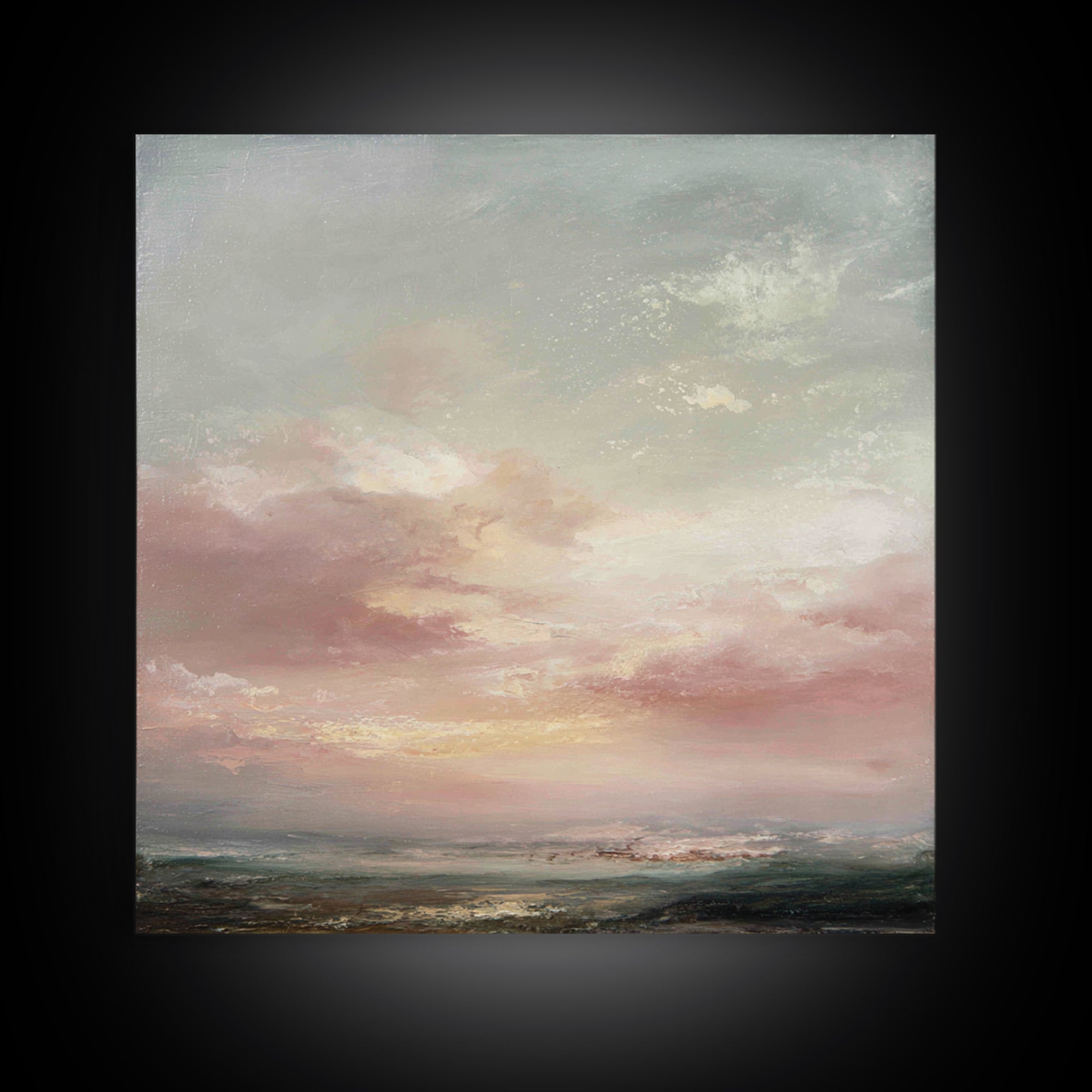 Blush Cloudscape with Dreamy Atmosphere Canvas Print, Wedding Art, Custom Painting, Living Room Decor, Oil Painting, Romance, WED-1x1-15
