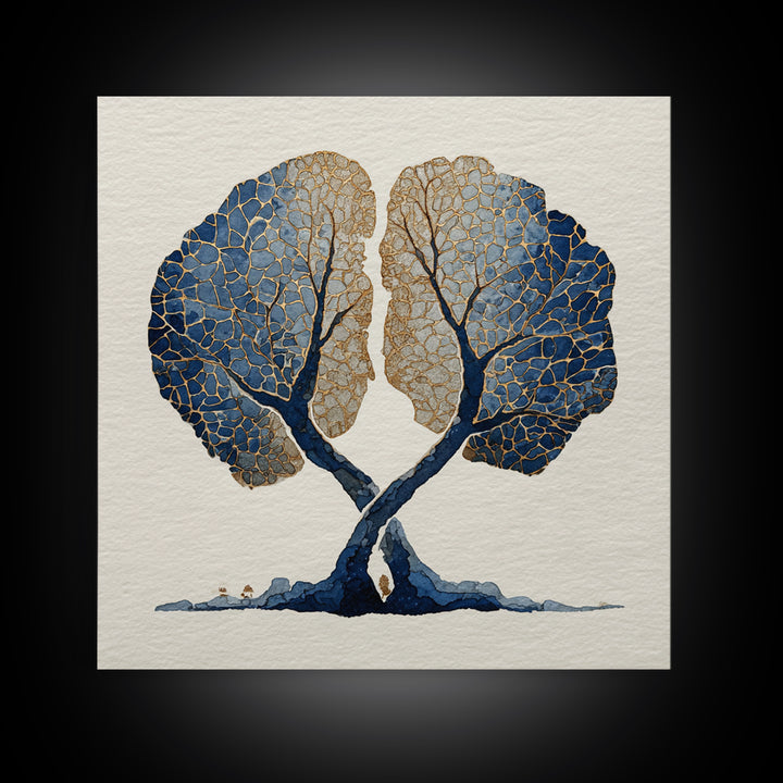 Two Intertwined Trees as Symbolic Artwork Canvas Print, Wedding Art, Wedding Sign, Living Room Decor, Fine Art, Romance, WED-1x1-23