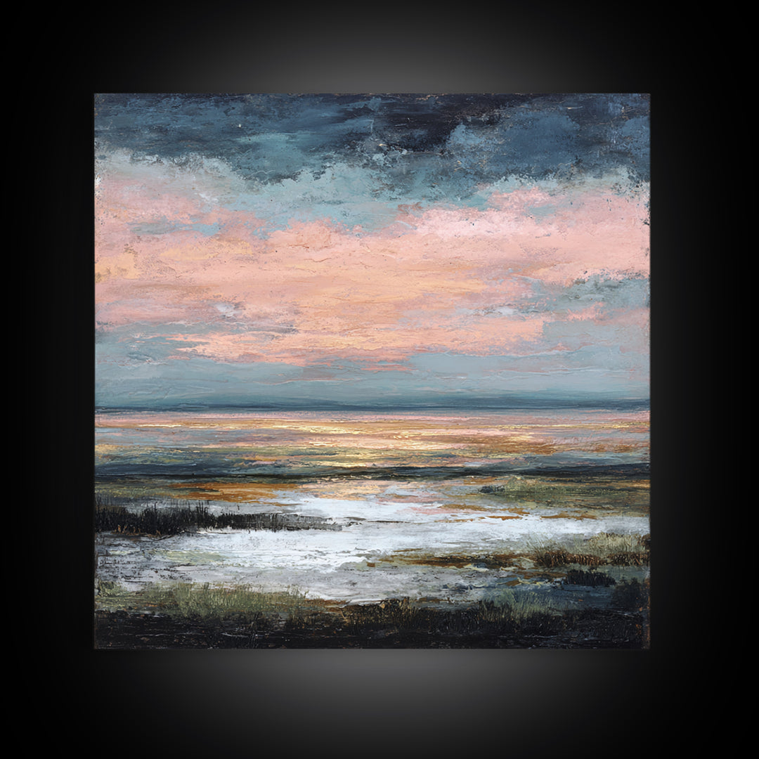 Blush Cloudscape with Dreamy Atmosphere Framed Canvas Print, Wedding Art, Wedding Decoration, Living Room Decor, Romance, WED-1x1-39