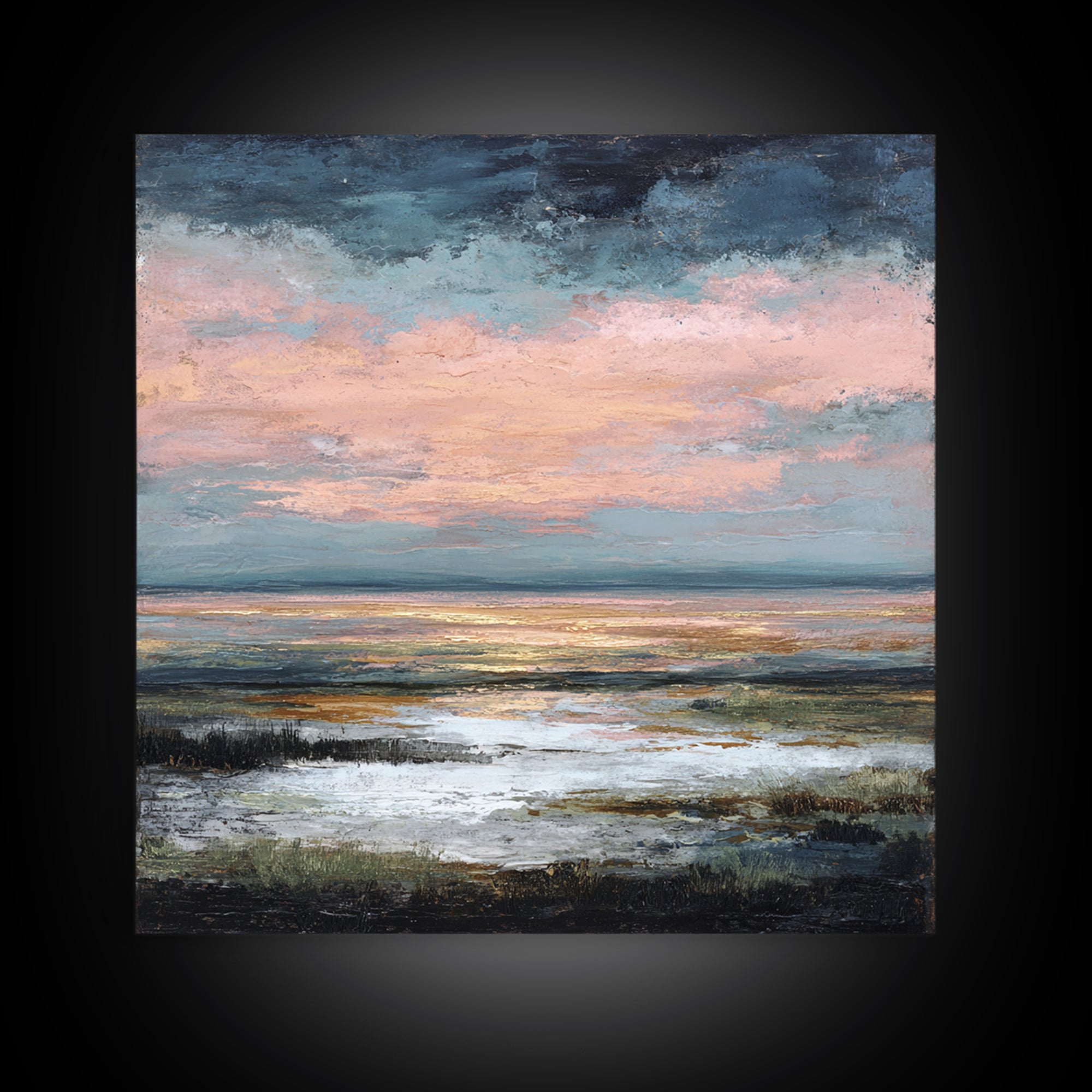 Blush Cloudscape with Dreamy Atmosphere Framed Canvas Print, Wedding Art, Wedding Decoration, Living Room Decor, Romance, WED-1x1-39