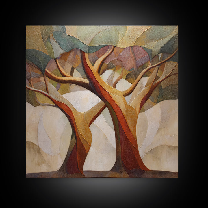 Two Intertwined Trees as Symbolic Artwork Framed Canvas Print, Wedding Art, Custom Wedding Gift, Living Room Decor, Romance, WED-1x1-47