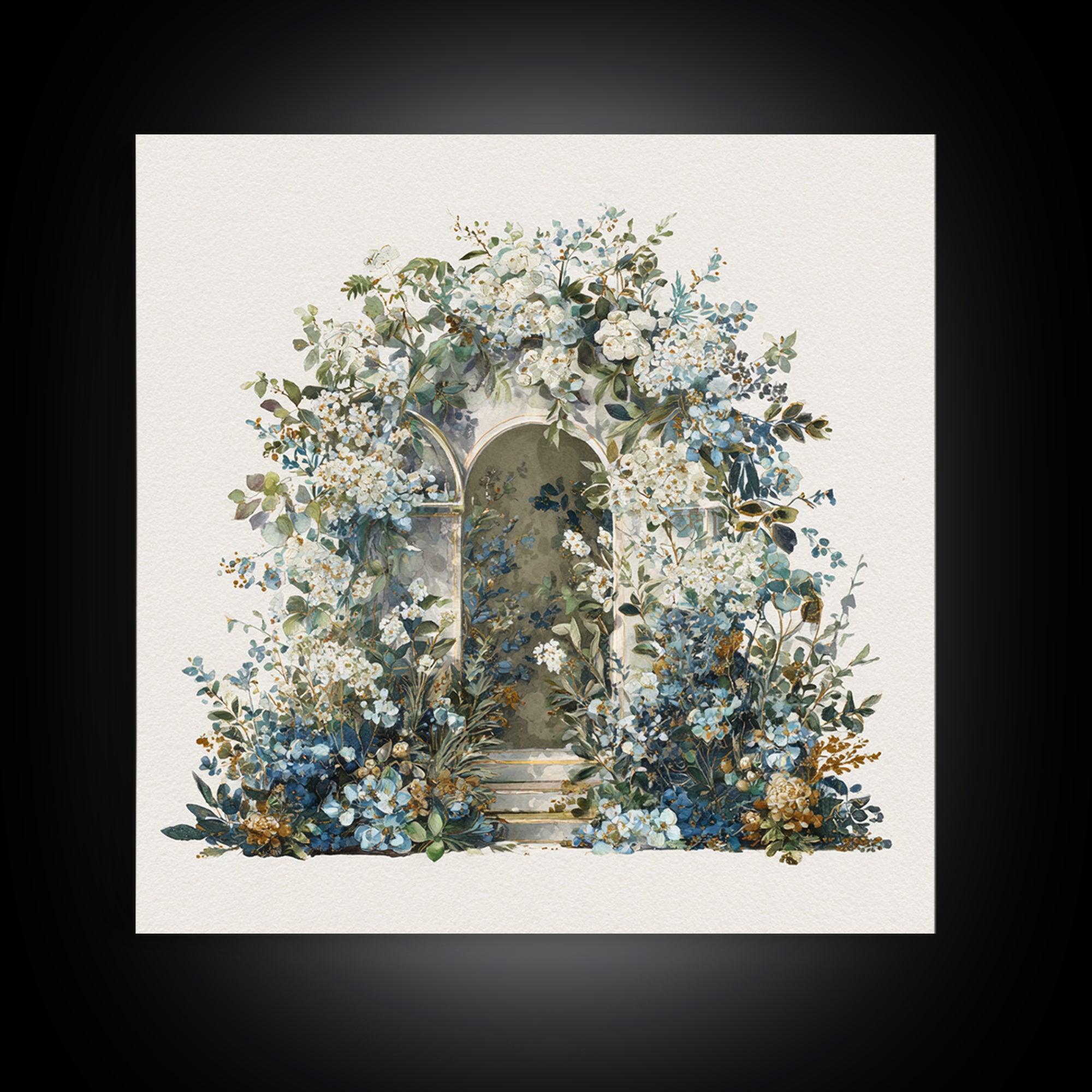 Romantic Garden Arch Covered Framed Canvas Print, Wedding Art, Beach Wedding, Living Room Decor, Romance, Modern Decor, WED-1x1-58