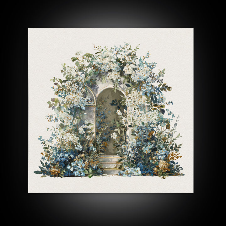 Romantic Garden Arch Covered Framed Canvas Print, Wedding Art, Beach Wedding, Living Room Decor, Romance, Modern Decor, WED-1x1-58