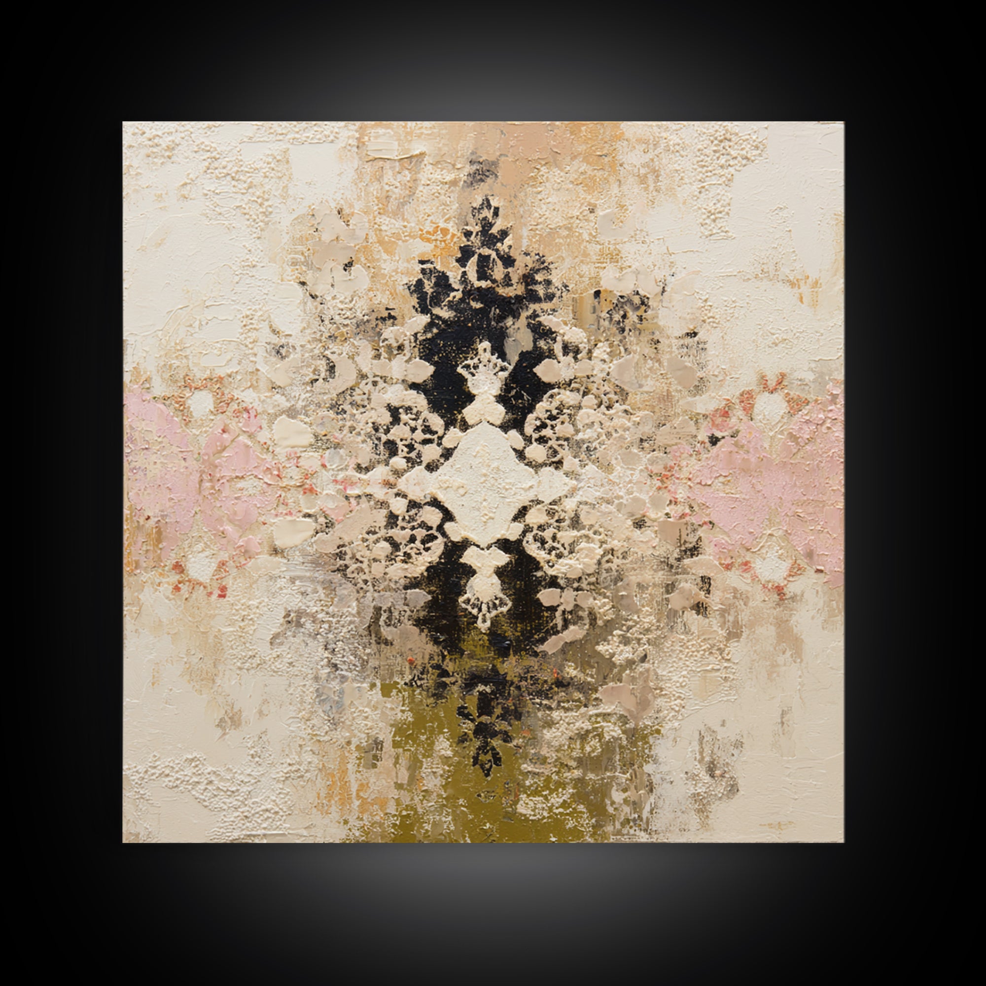 Lace Pattern Ivory Abstraction Framed Canvas Print, Wedding Art, Wedding Poster, Living Room Decor, Abstract Art, Romance, WED-1x1-67