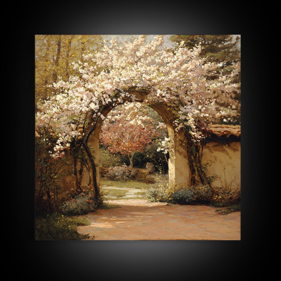 Romantic Garden Arch Covered Canvas Print, Wedding Art, Personalized Wedding, Living Room Decor, Fine Art, Romance, WED-1x1-82