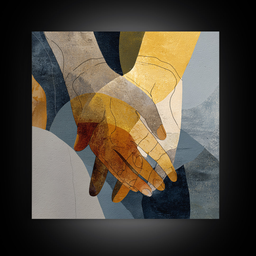 Hands Nearly Touching Framed Canvas Print, Wedding Art, Luxury Decor, Living Room Decor, Fine Art, Romance, Wedding Sign, WED-1x1-88