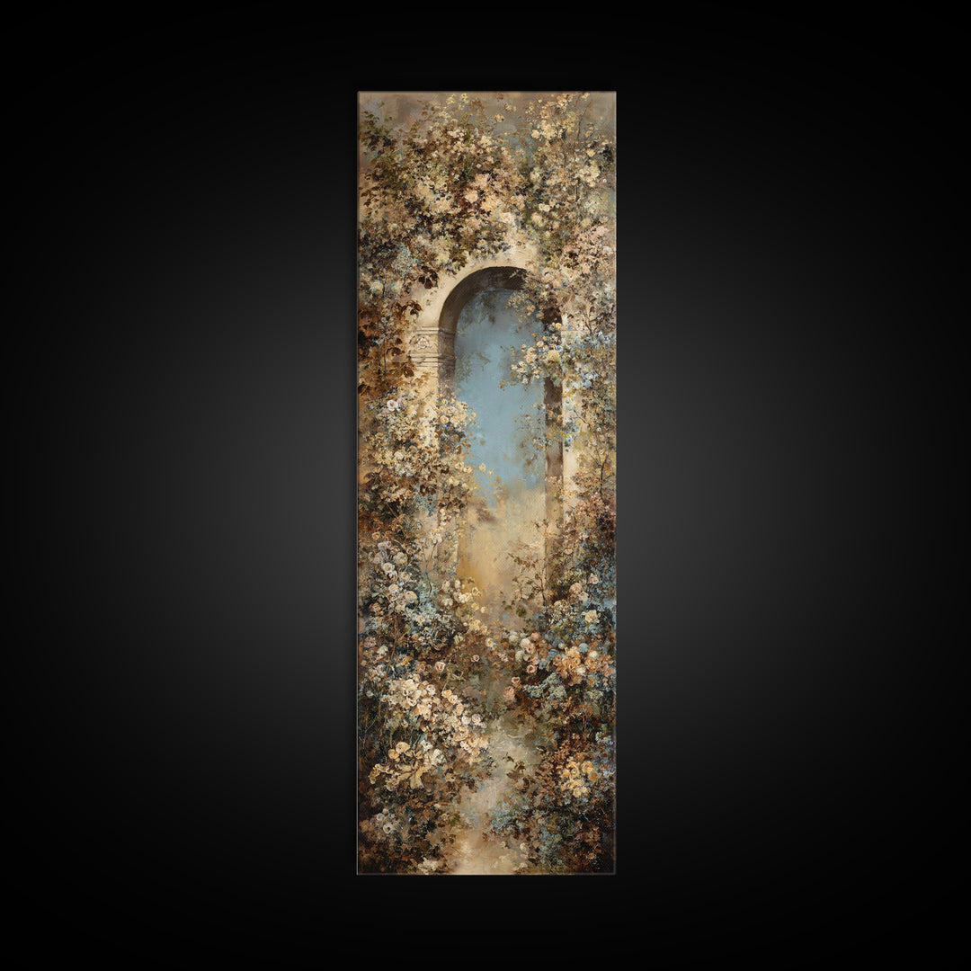 Romantic Garden Arch Covered Canvas Print, Wedding Art, Downloadable Art, Living Room Decor, Oil Painting, Romance, WED-1x3-22