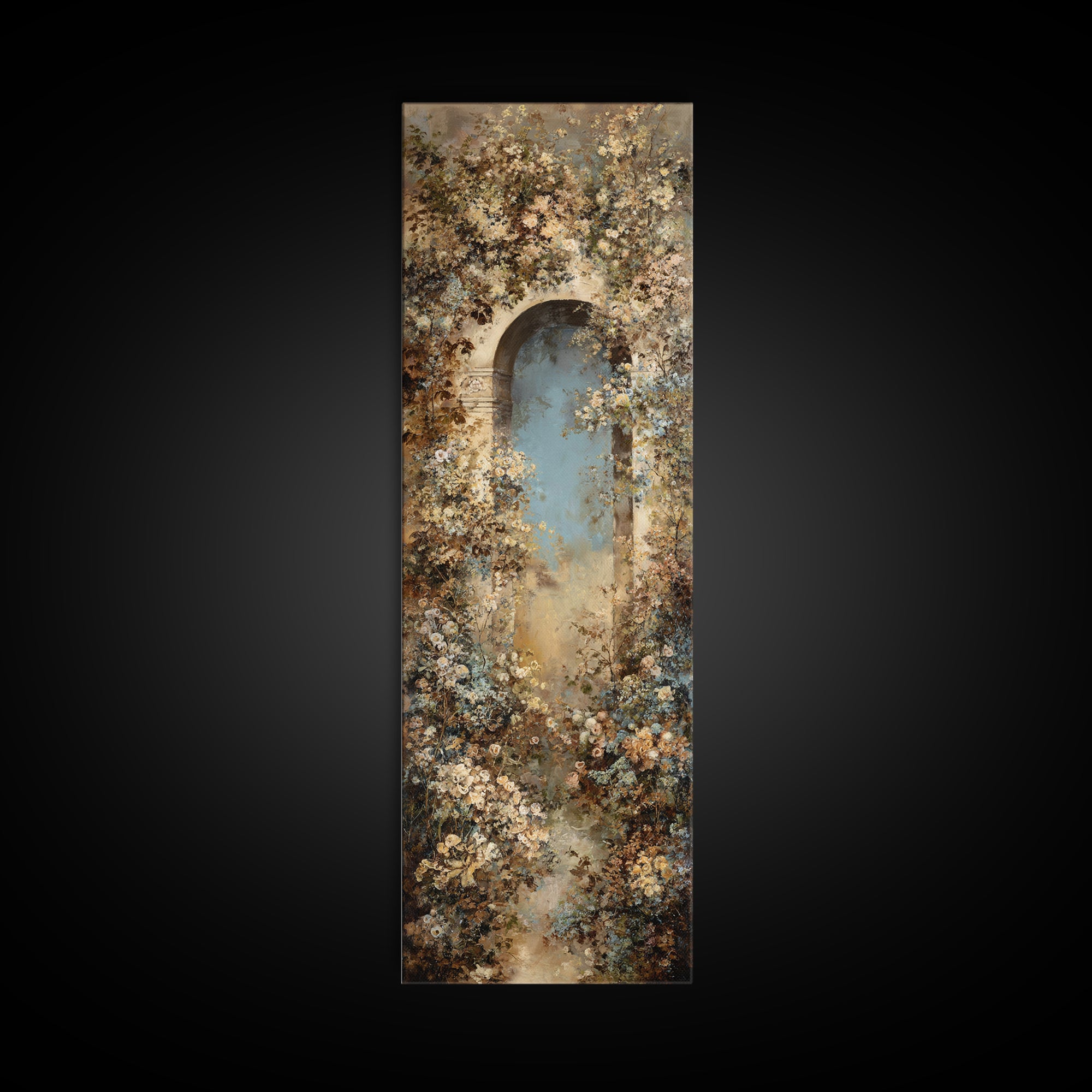 Romantic Garden Arch Covered Canvas Print, Wedding Art, Downloadable Art, Living Room Decor, Oil Painting, Romance, WED-1x3-22