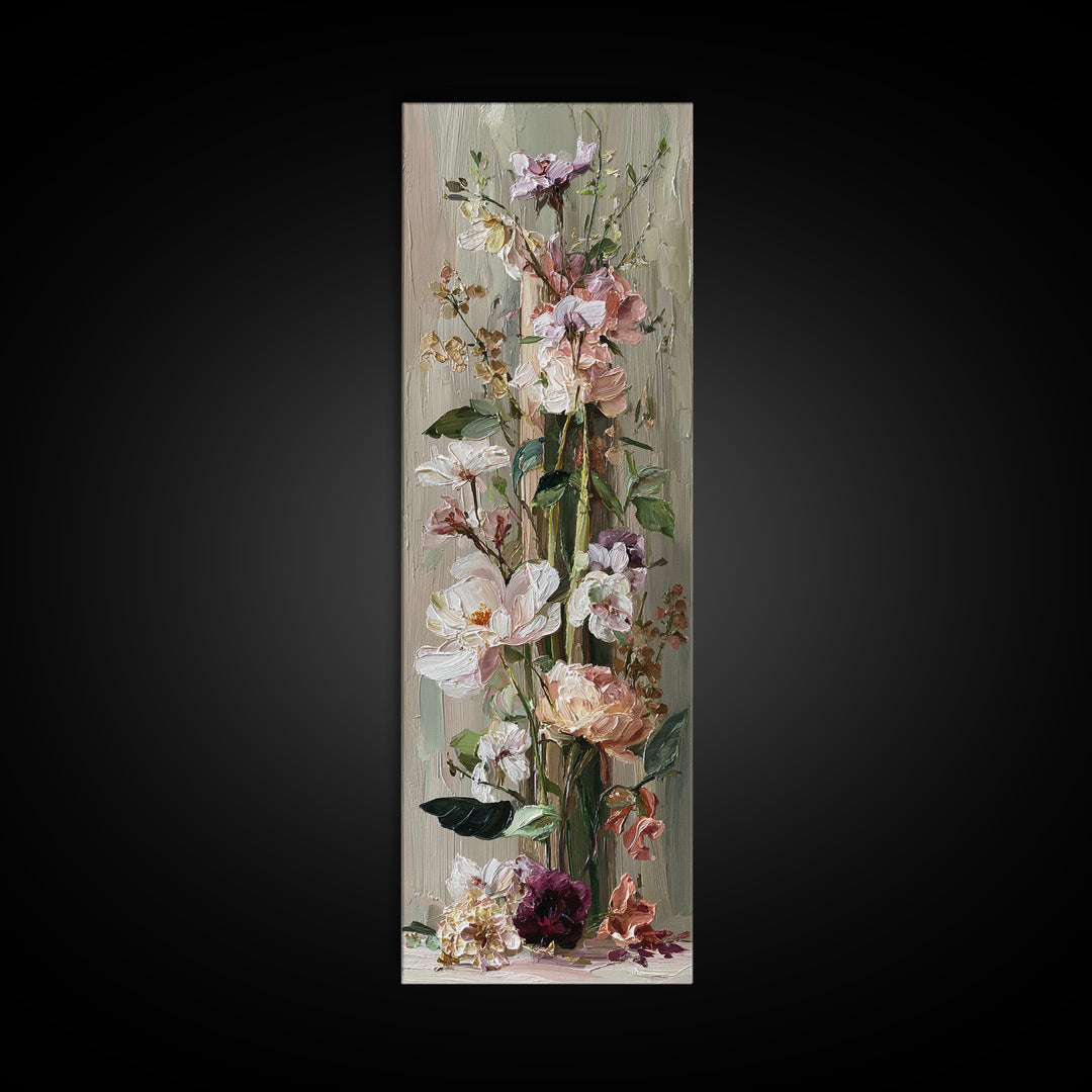 Romantic Candle and Floral Still Life Framed Canvas Print, Wedding Art, Unique Wedding Gift, Living Room Decor, Romance, WED-1x3-34