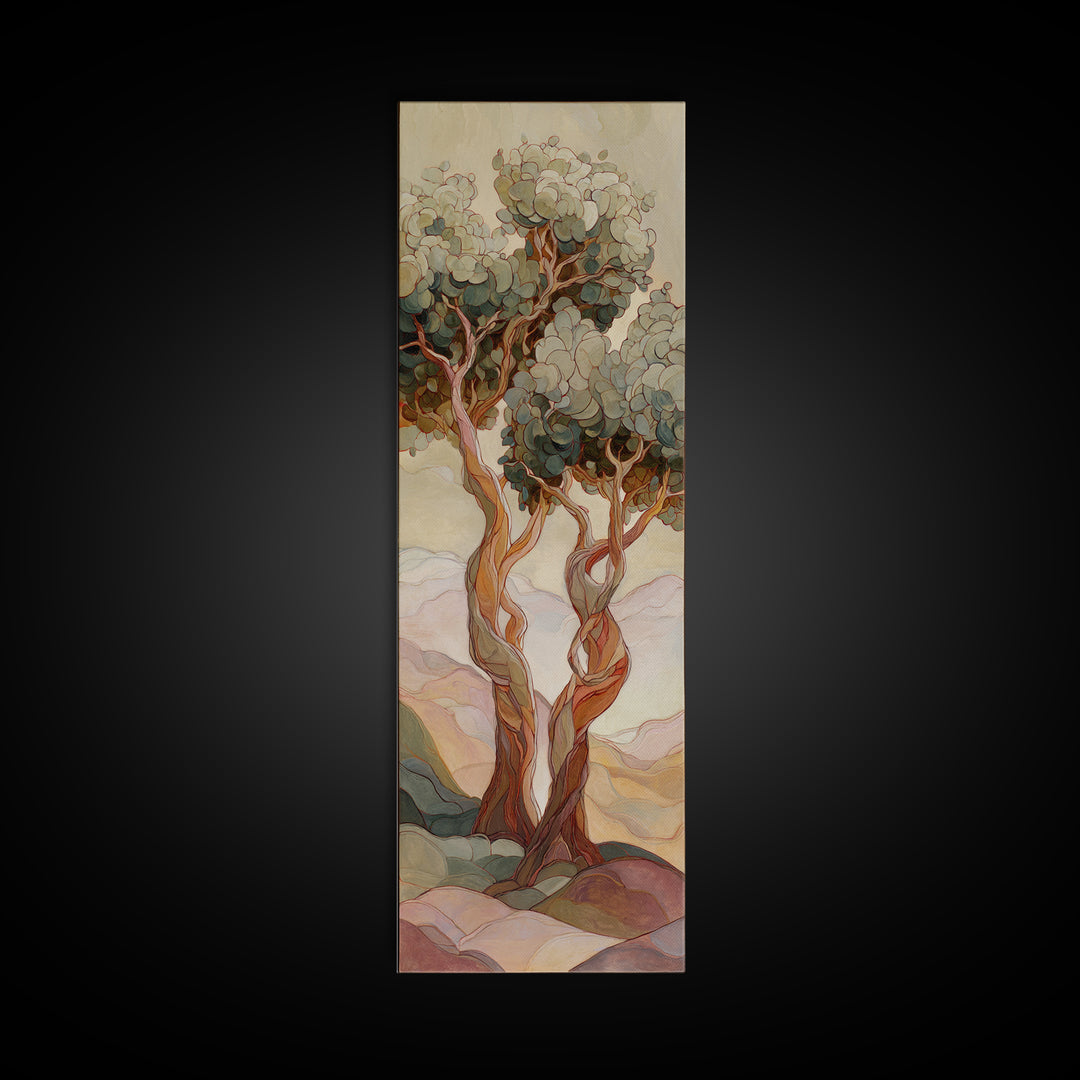 Two Intertwined Trees as Symbolic Artwork Canvas Print, Wedding Art, Modern Decor, Living Room Decor, Fine Art, Romance, WED-1x3-35