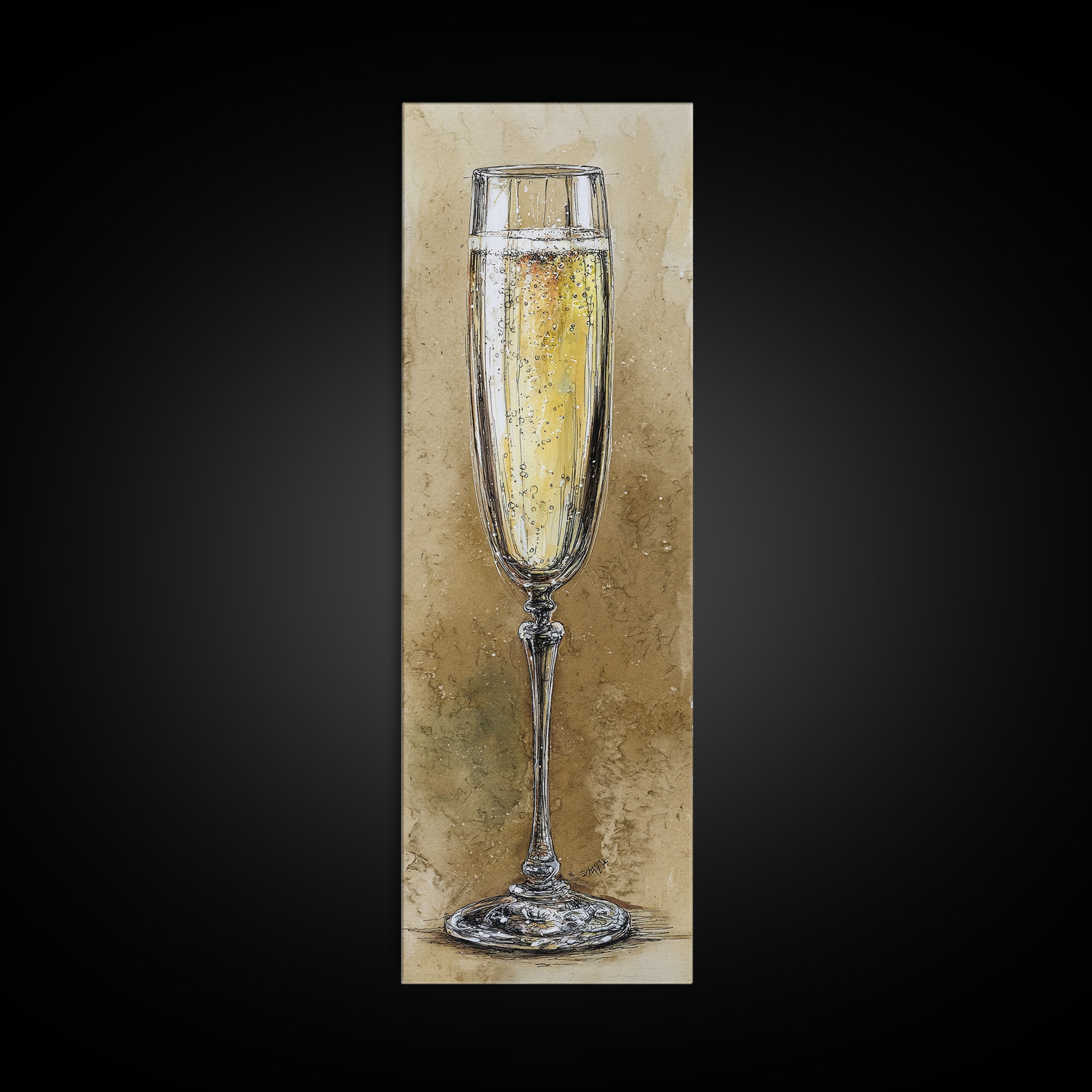Champagne Glasses with Delicate Sparkle Canvas Print, Wedding Art, Beach Wedding, Living Room Decor, Fine Art, Romance, WED-1x3-42