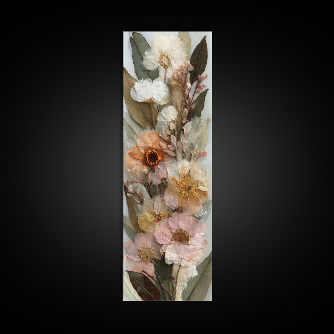 Pressed Flowers from a Wedding Bouquet Canvas Print, Wedding Art, Fine Art Print, Living Room Decor, Oil Painting, Romance, WED-1x3-44