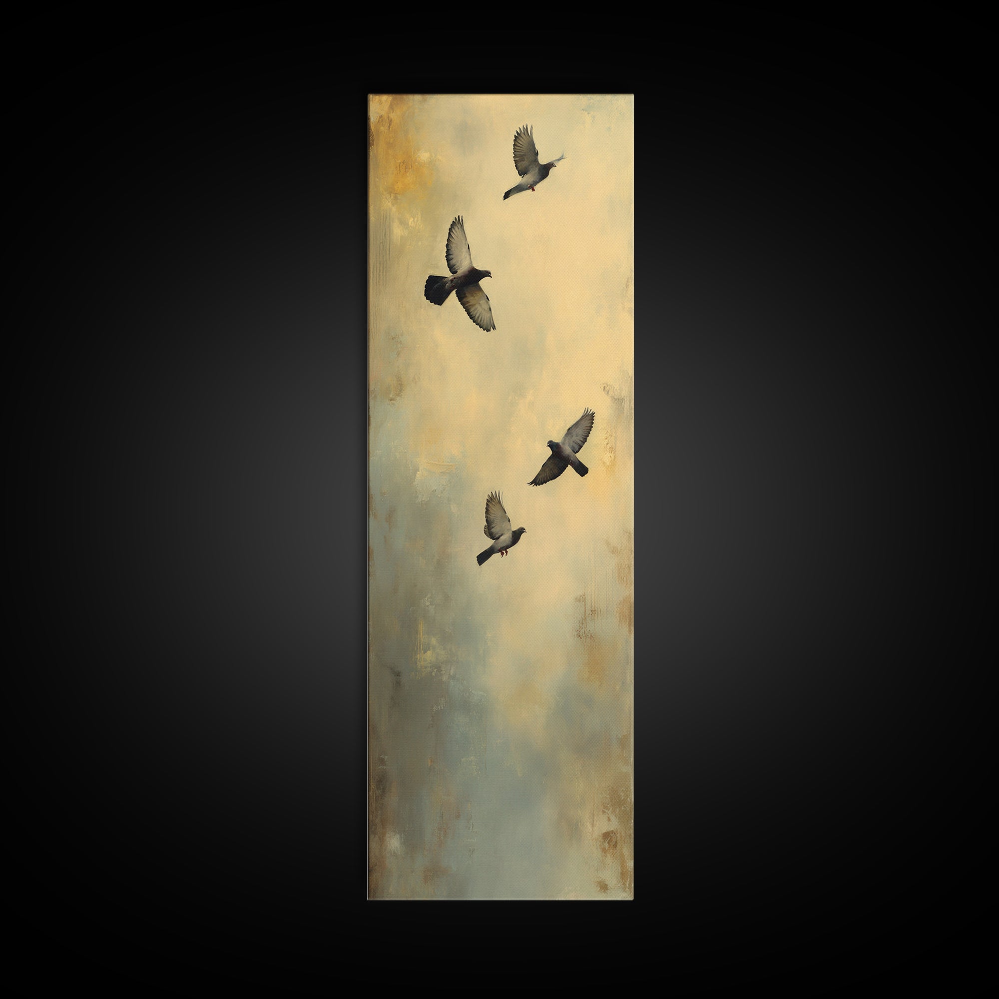 Doves Flying Through Soft Golden Light Framed Canvas Print, Wedding Art, Minimalist Decor, Living Room Decor, Fine Art, Romance, WED-1x3-47