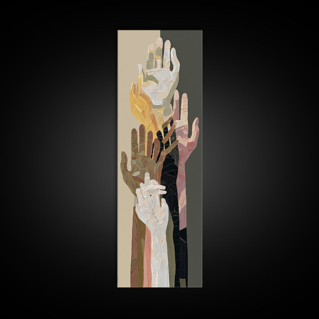 Hands Nearly Touching Framed Canvas Print, Wedding Art, Boho Decor, Living Room Decor, Abstract Art, Romance, Art Print, WED-1x3-52
