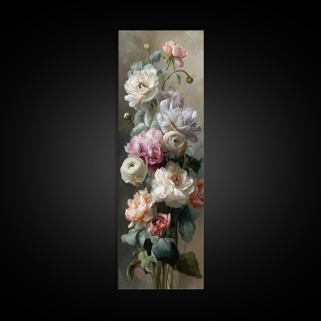 Peony and Ranunculus Bouquet Canvas Print, Wedding Art, Contemporary Art, Living Room Decor, Fine Art, Romance, Custom Art, WED-1x3-56