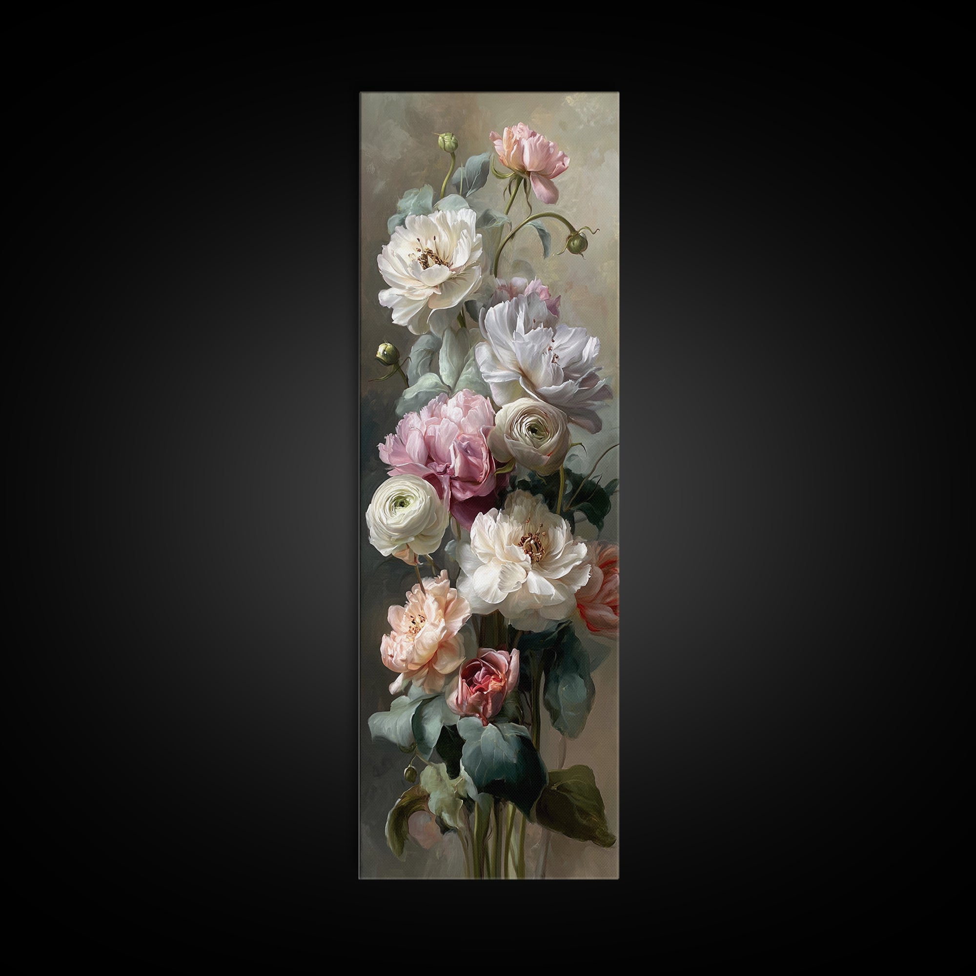 Peony and Ranunculus Bouquet Canvas Print, Wedding Art, Contemporary Art, Living Room Decor, Fine Art, Romance, Custom Art, WED-1x3-56