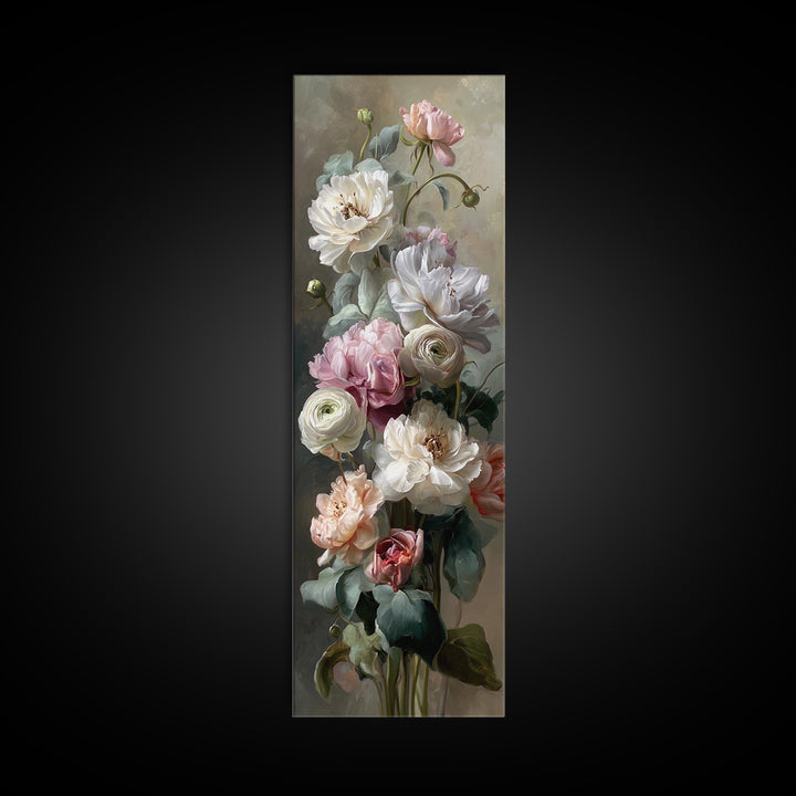Peony and Ranunculus Bouquet Canvas Print, Wedding Art, Contemporary Art, Living Room Decor, Fine Art, Romance, Custom Art, WED-1x3-56