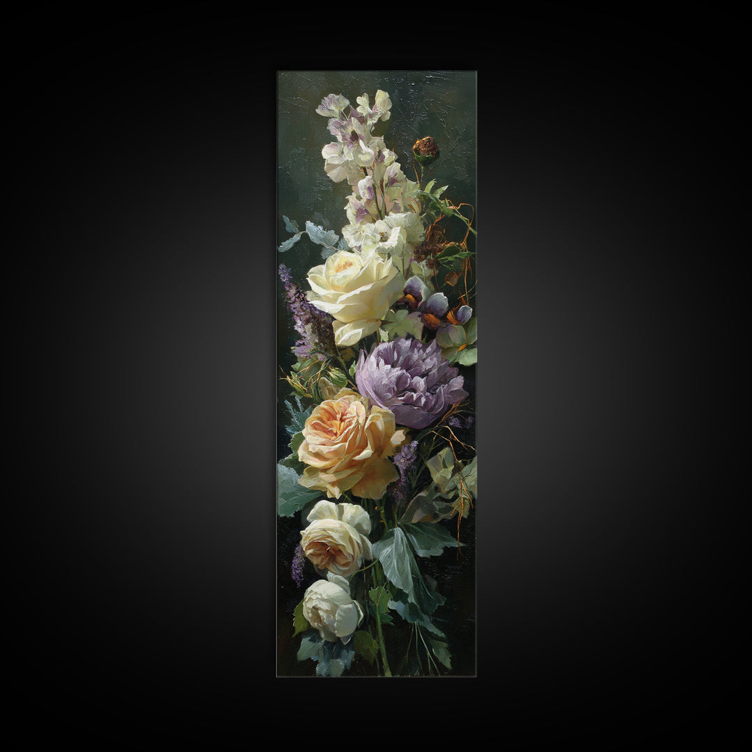 Romantic Candle and Floral Still Life Framed Canvas Print, Wedding Art, Unique Wedding Gift, Living Room Decor, Romance, WED-1x3-58