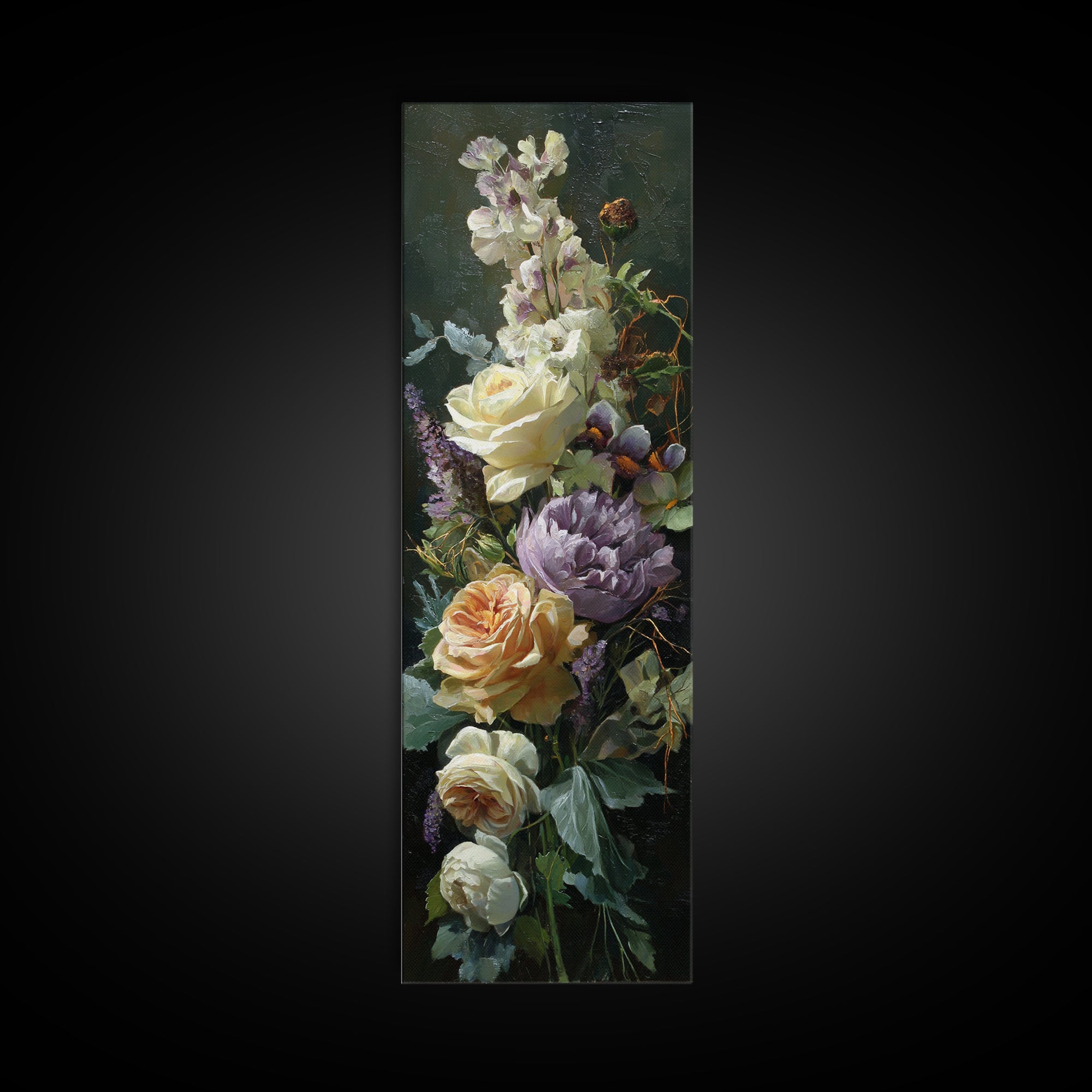 Romantic Candle and Floral Still Life Framed Canvas Print, Wedding Art, Unique Wedding Gift, Living Room Decor, Romance, WED-1x3-58