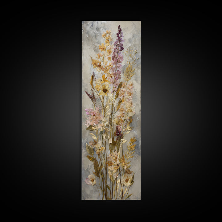 Pressed Flowers from a Wedding Bouquet Canvas Print, Wedding Art, Wedding Gift, Living Room Decor, Watercolor Art, Romance, WED-1x3-68