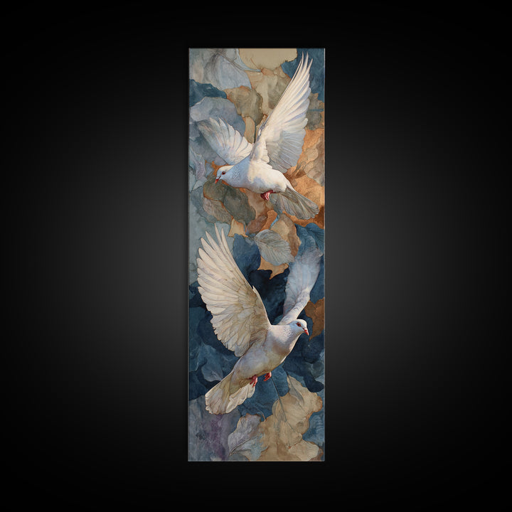 Doves Flying Through Soft Golden Light Framed Canvas Print, Wedding Art, Printable Art, Living Room Decor, Fine Art, Romance, WED-1x3-71